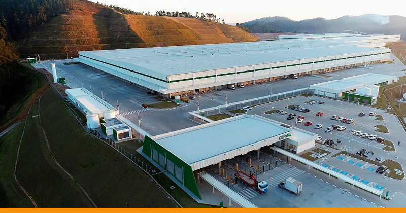 Imagem aérea do galpão da GLP Brasil