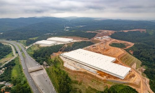 Imagem áerea do Galpão GLP Bandeirantes.